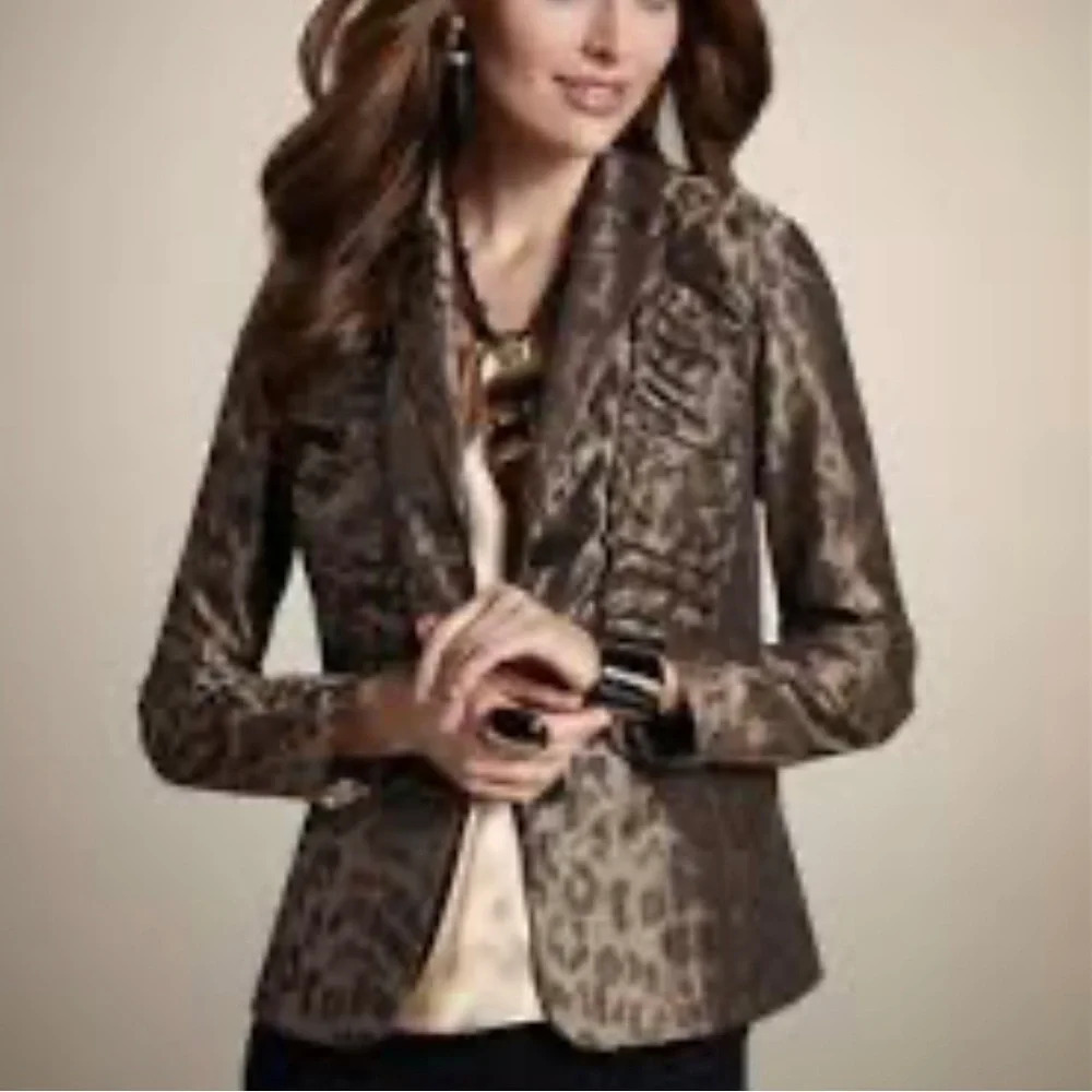 Women's Brown Leopard Print Blazer Jacket